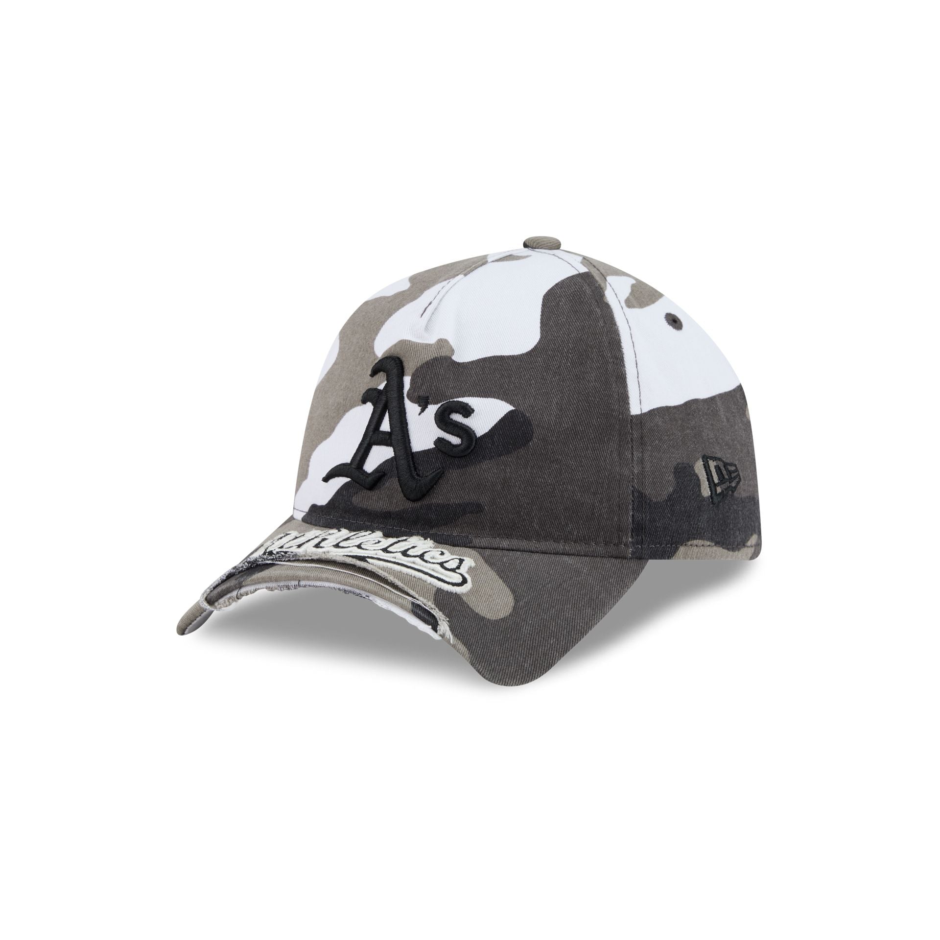 Athletics Washed Camo 9FORTY A-Frame Unstructured Cut-Off Visor Snapback Hat