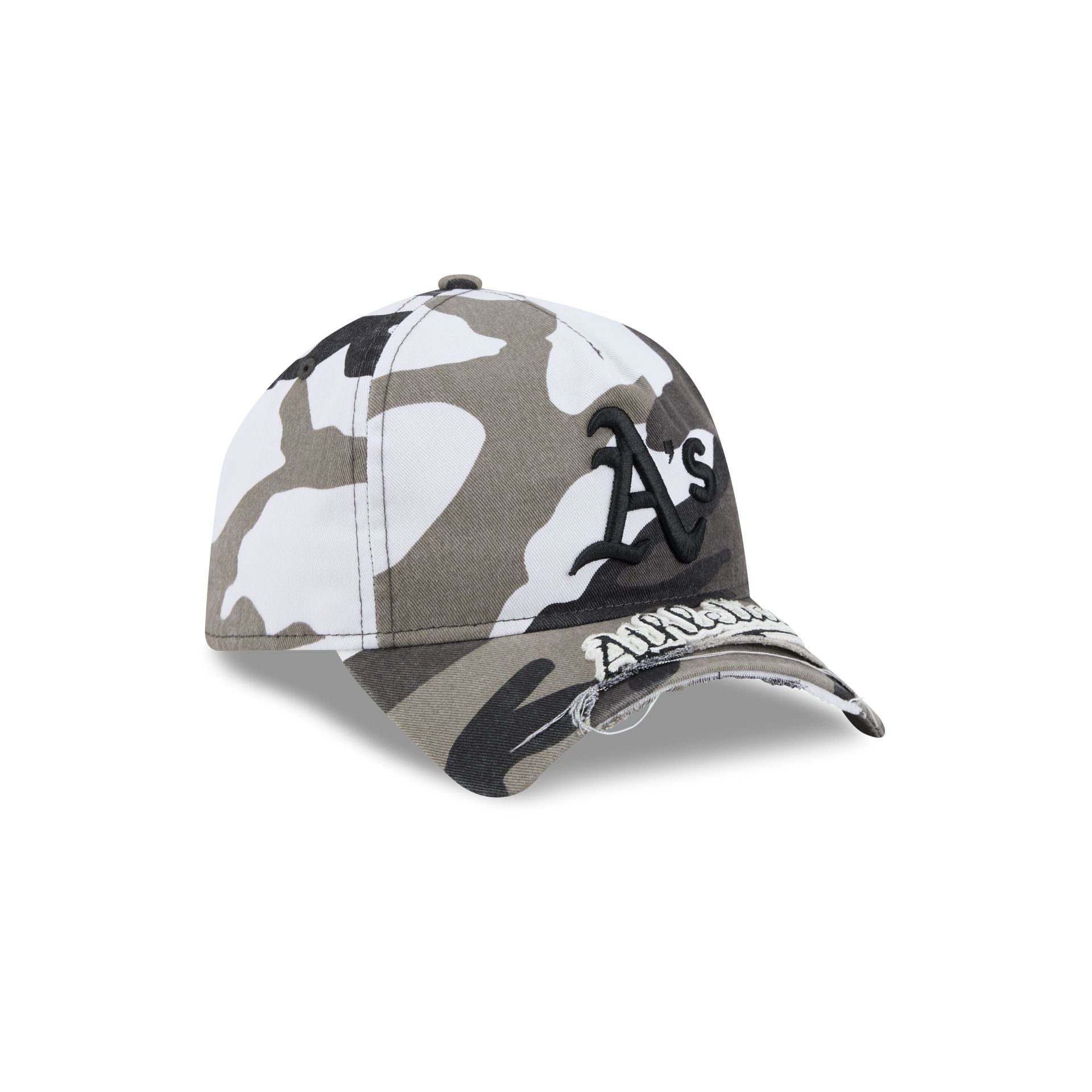 Athletics Washed Camo 9FORTY A-Frame Unstructured Cut-Off Visor Snapback Hat
