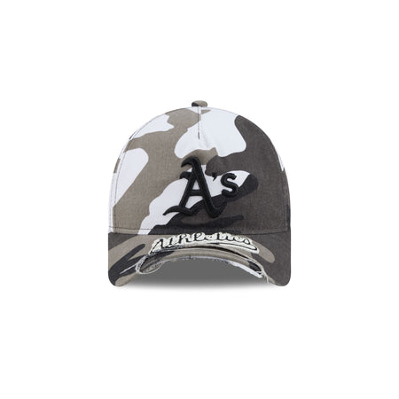 Athletics Washed Camo 9FORTY A-Frame Unstructured Cut-Off Visor Snapback Hat