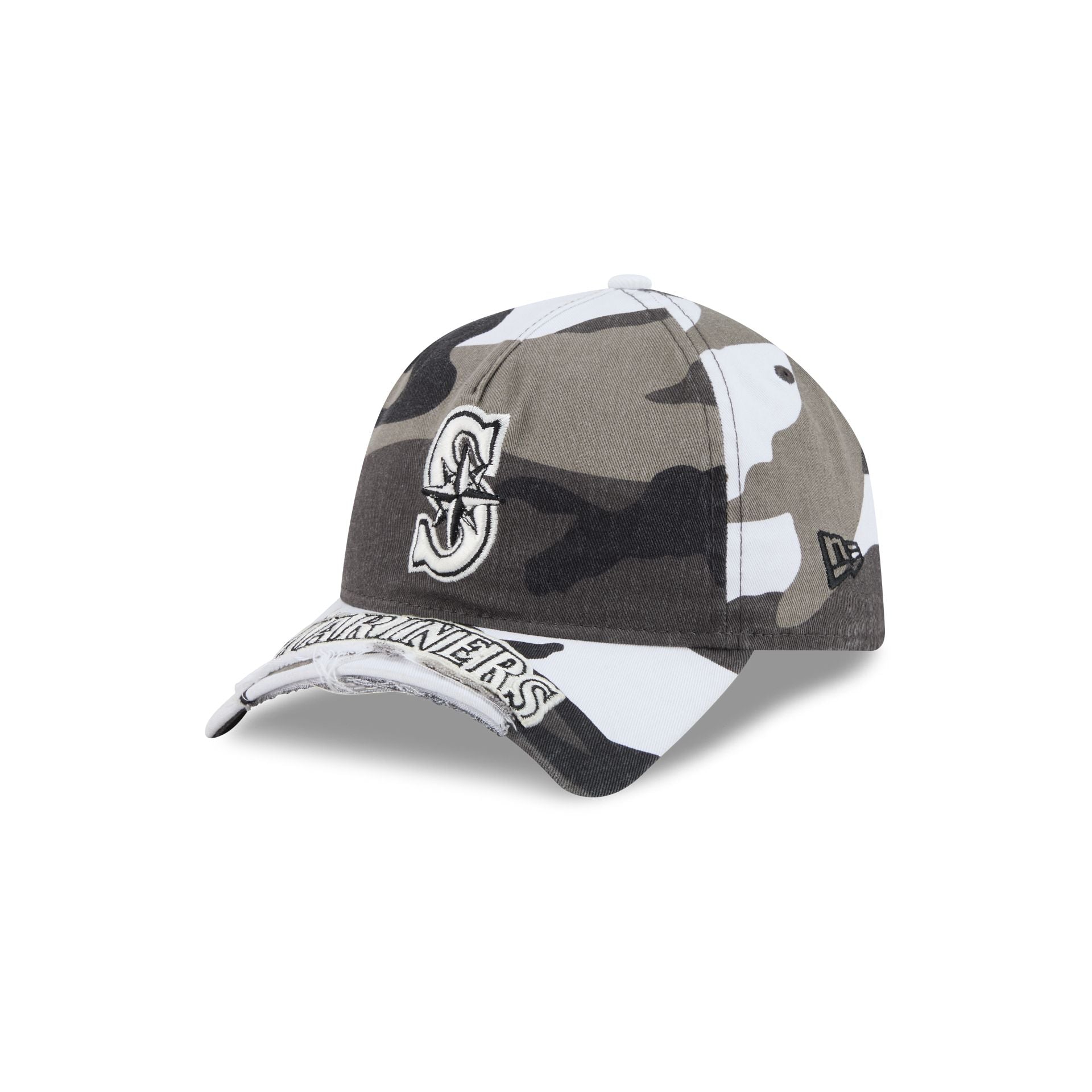 Seattle Mariners Washed Camo 9FORTY A-Frame Unstructured Cut-Off Visor Snapback Hat