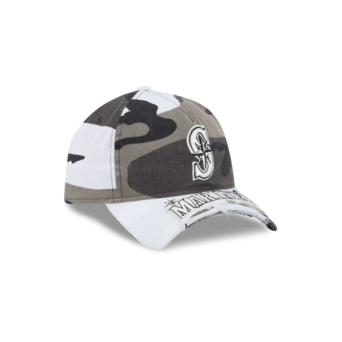Seattle Mariners Washed Camo 9FORTY A-Frame Unstructured Cut-Off Visor Snapback Hat