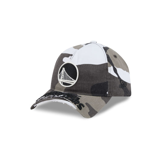 Golden State Warriors Washed Camo 9FORTY A-Frame Unstructured Cut-Off Visor Snapback Hat