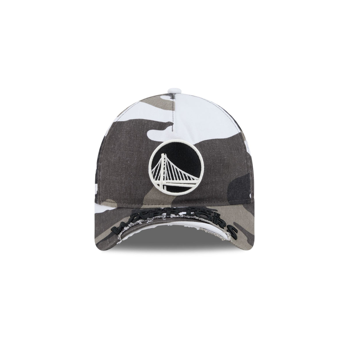 Golden State Warriors Washed Camo 9FORTY A-Frame Unstructured Cut-Off Visor Snapback Hat
