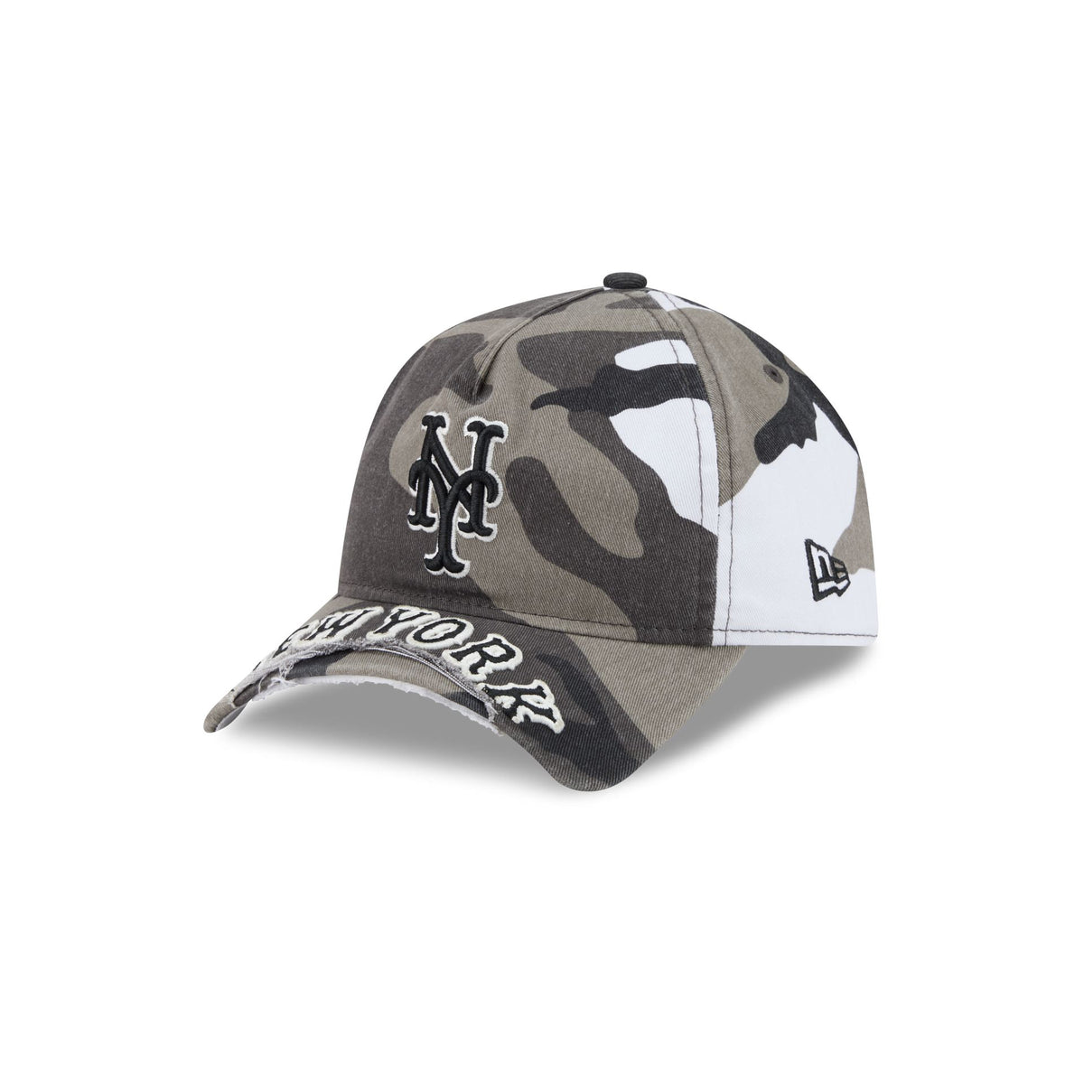 New York Mets Washed Camo 9FORTY A-Frame Unstructured Cut-Off Visor Snapback Hat