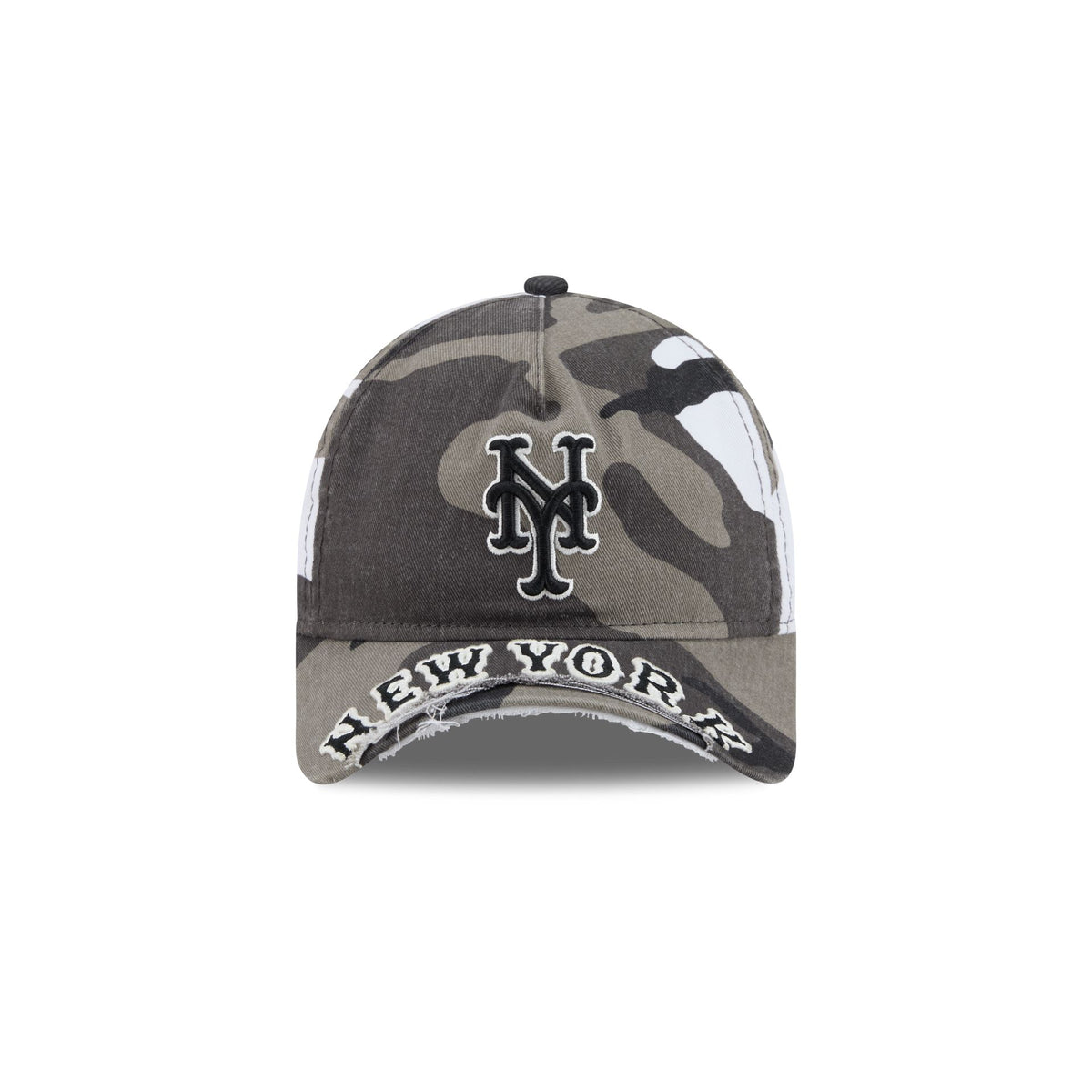 New York Mets Washed Camo 9FORTY A-Frame Unstructured Cut-Off Visor Snapback Hat
