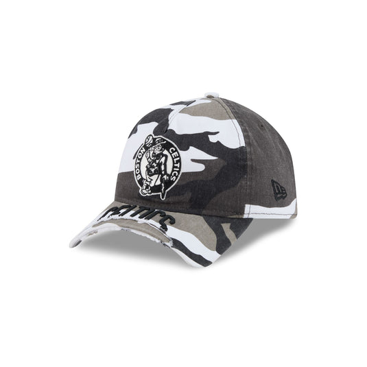Boston Celtics Washed Camo 9FORTY A-Frame Unstructured Cut-Off Visor Snapback Hat