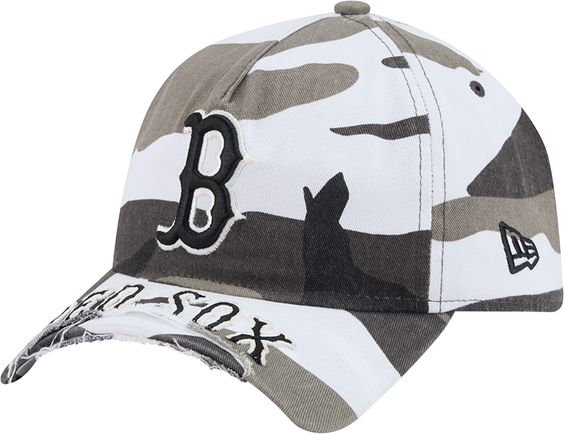 Boston Red Sox Washed Camo 9FORTY A-Frame Unstructured Cut-Off Visor Snapback Hat