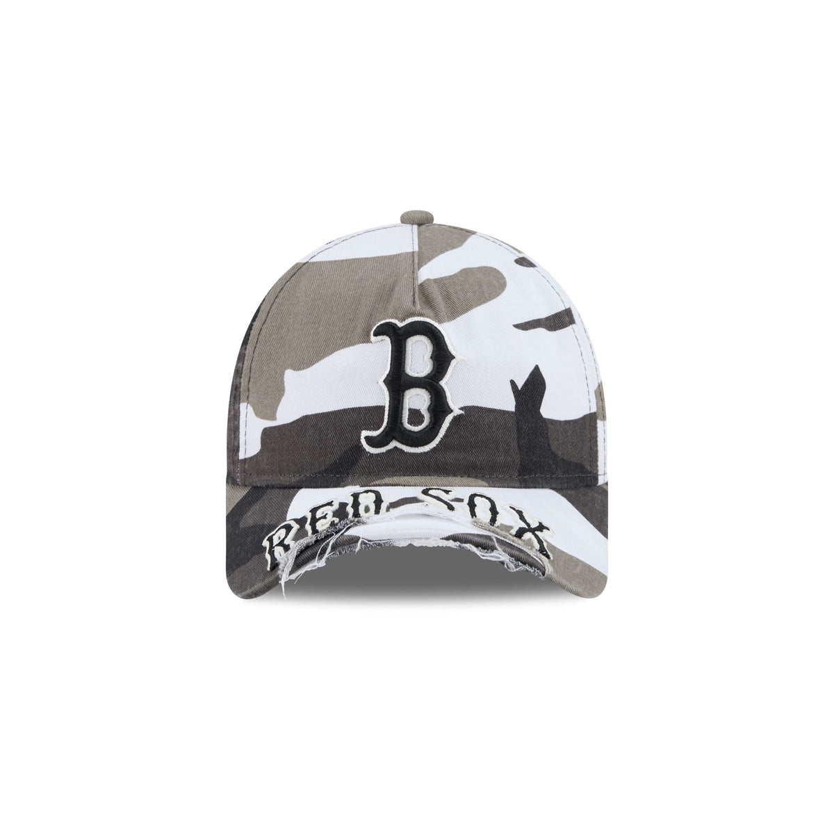 Boston Red Sox Washed Camo 9FORTY A-Frame Unstructured Cut-Off Visor Snapback Hat
