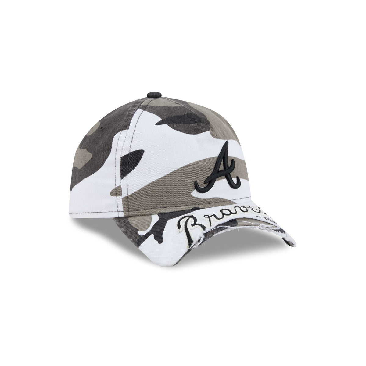 Atlanta Braves Washed Camo 9FORTY A-Frame Unstructured Cut-Off Visor Snapback Hat