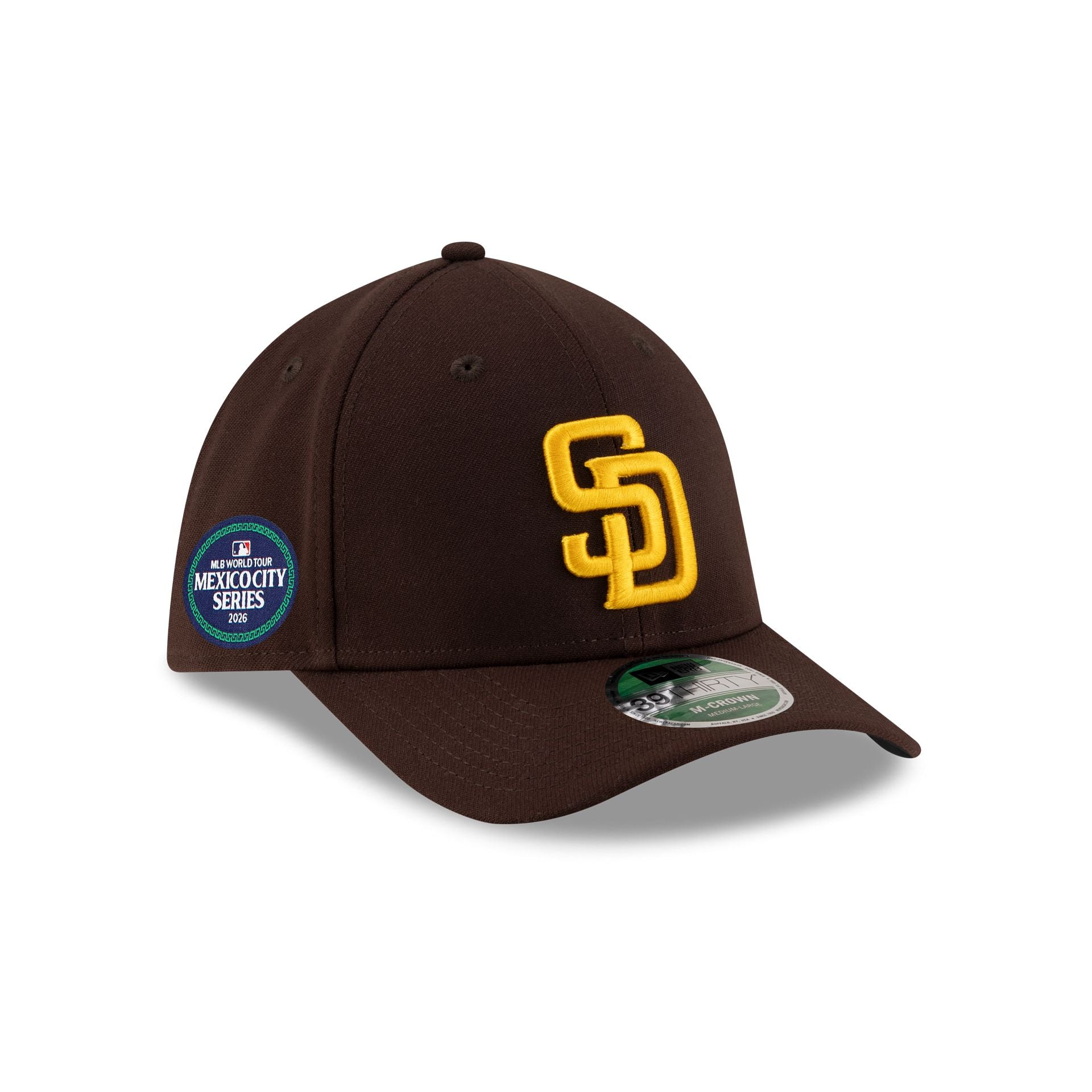 San Diego Padres 2026 MLB World Tour Mexico City Series Sidepatch 39THIRTY M-Crown Stretch Fit Hat