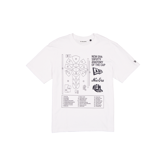 New Era Branded Cap Anatomy Graphic Optic White T-Shirt