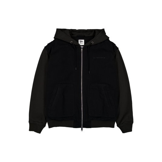 New Era Branded Cap Commuters Bomber Knit Black Full-Zip Hoodie