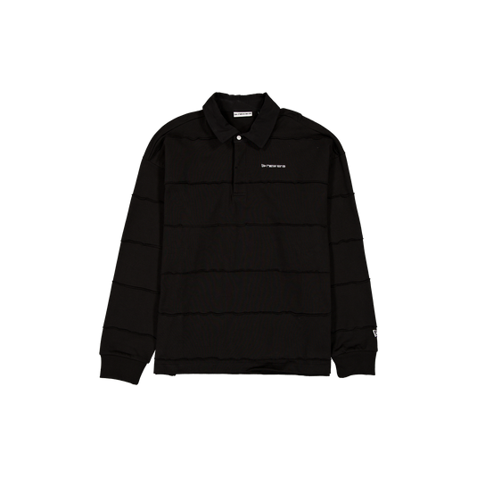 New Era Branded Alden Cut & Sew Black Long Sleeve Rugby Shirt