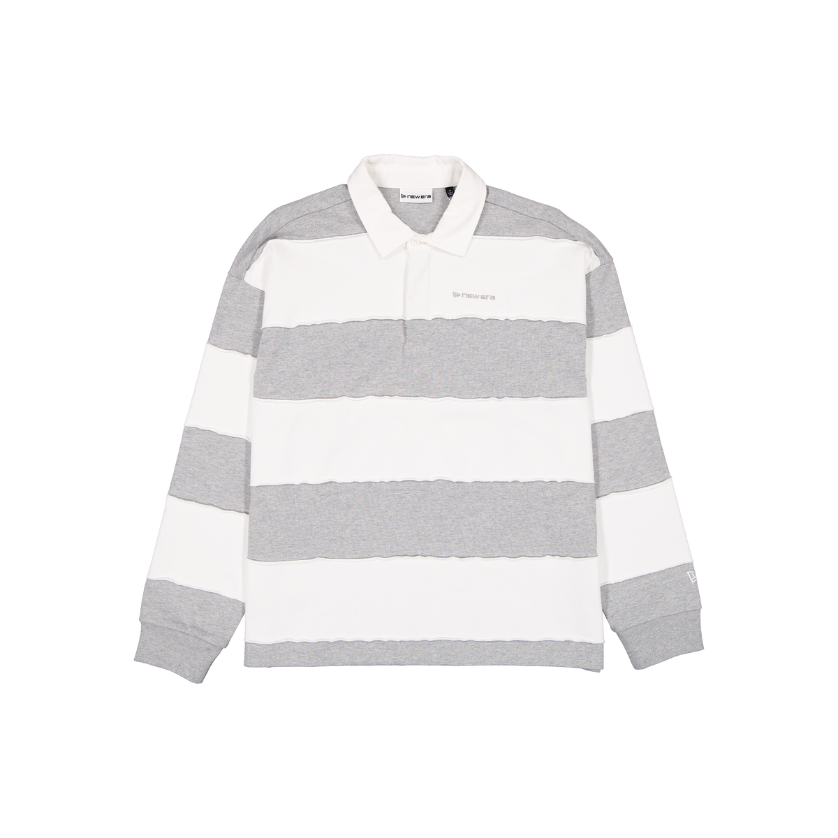 New Era Branded Alden Cut & Sew Heather Gray Long Sleeve Rugby Shirt