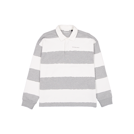 New Era Branded Alden Cut & Sew Heather Gray Long Sleeve Rugby Shirt