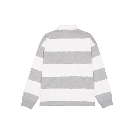 New Era Branded Alden Cut & Sew Heather Gray Long Sleeve Rugby Shirt