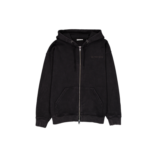 New Era Branded Cap Commuters Washed Black Full-Zip Hoodie