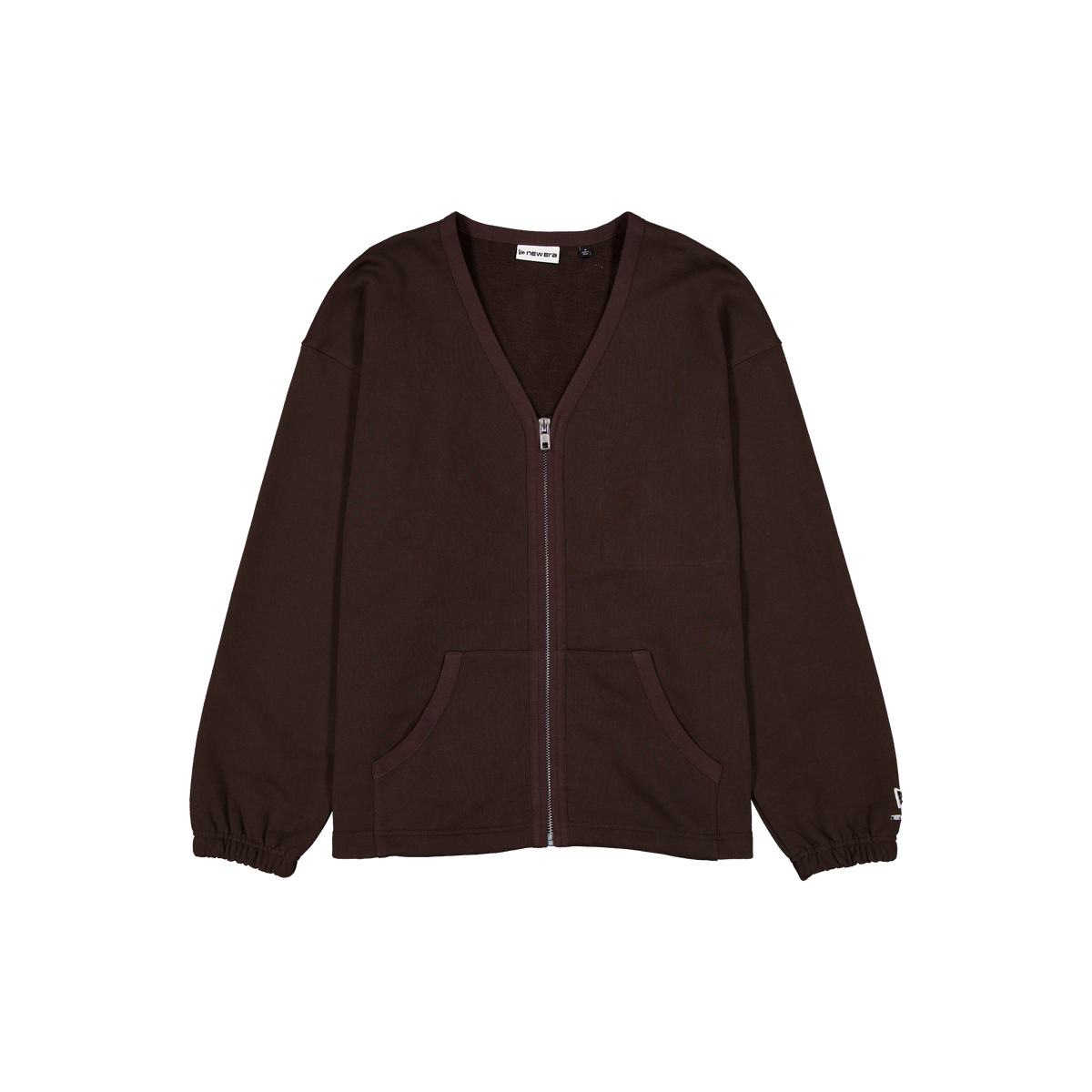 New Era Branded Alden Brown Suede Full-Zip Cardigan