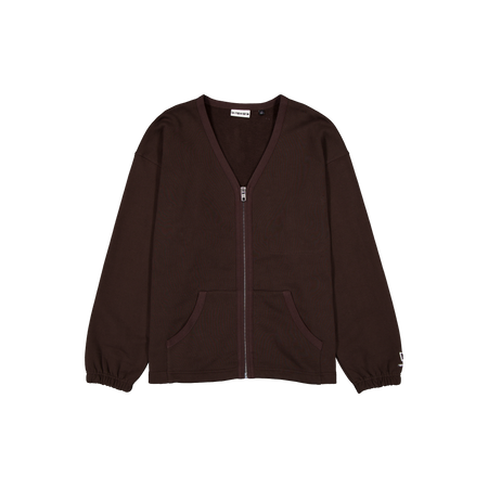 New Era Branded Alden Brown Suede Full-Zip Cardigan