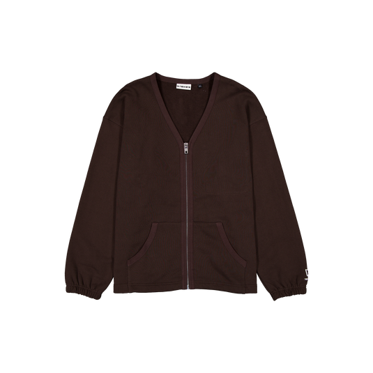 New Era Branded Alden Dark Brown Full-Zip Cardigan