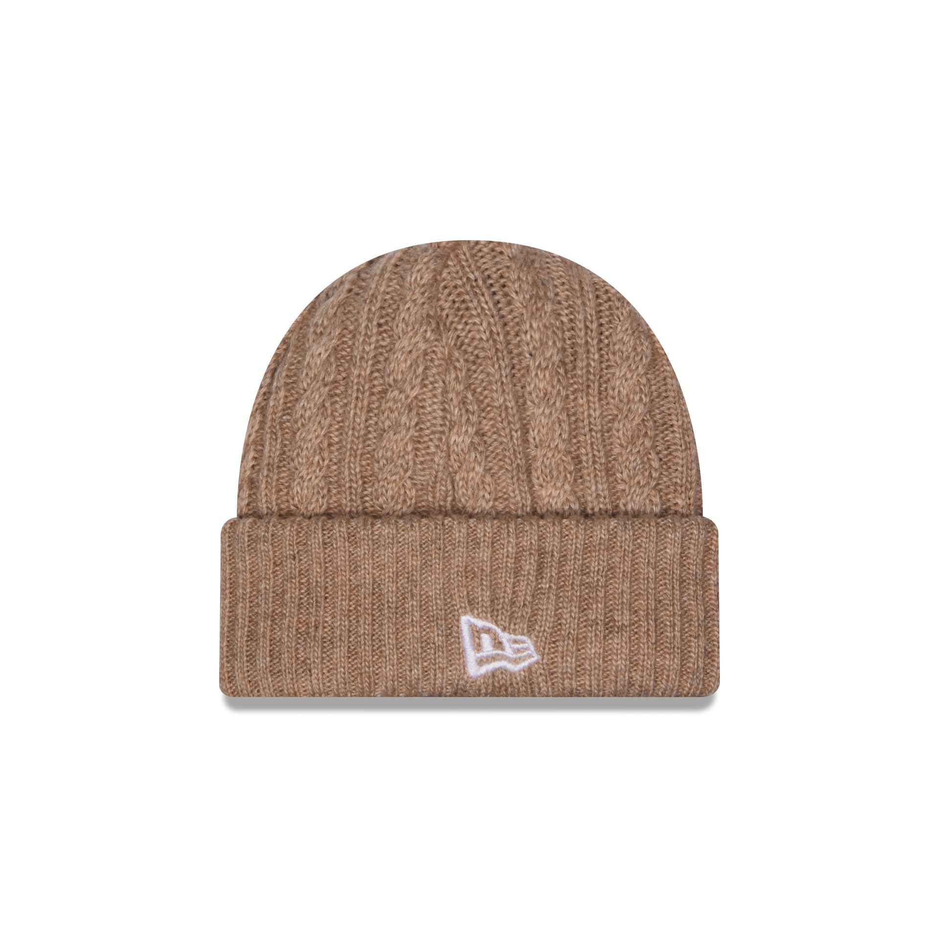 New Era Cap Woolen Khaki Cable Knit Beanie Hat