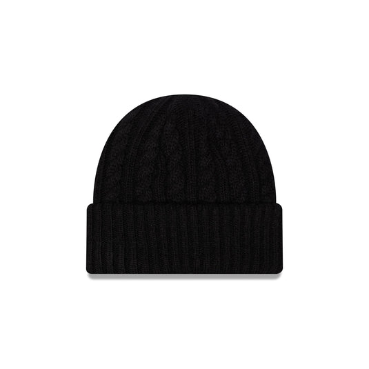 New Era Cap Woolen Black Cable Knit Beanie Hat