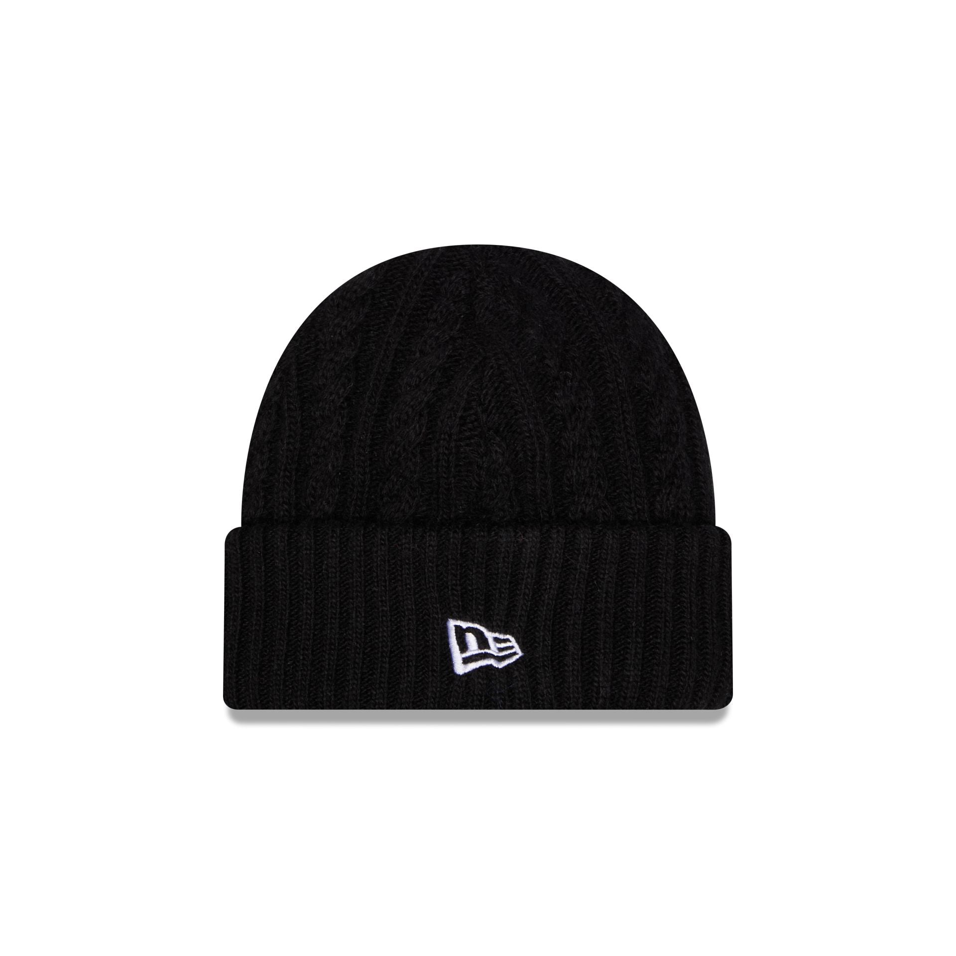 New Era Cap Woolen Black Cable Knit Beanie Hat
