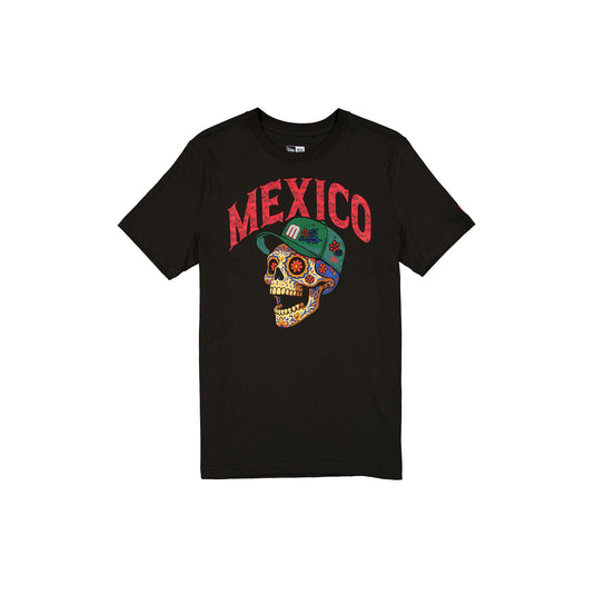 Mexico Baseball Day of the Dead Black T-Shirt