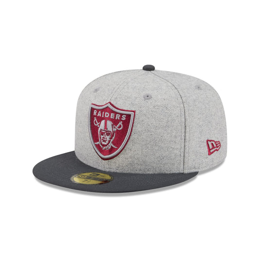 Las Vegas Raiders Gray Herringbone 59FIFTY Fitted Hat