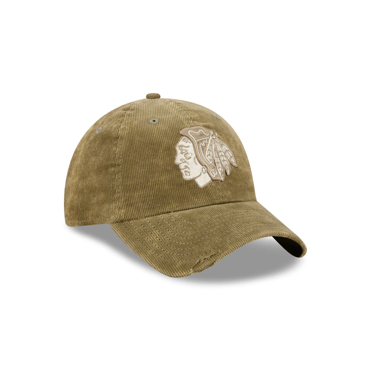 Chicago Blackhawks Washed New Olive Corduroy Casual Classic Adjustable Hat