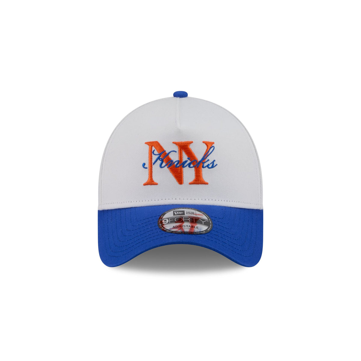 New York or Nowhere x New York Knicks Stacked Script White 9FORTY A-Frame Snapback Hat