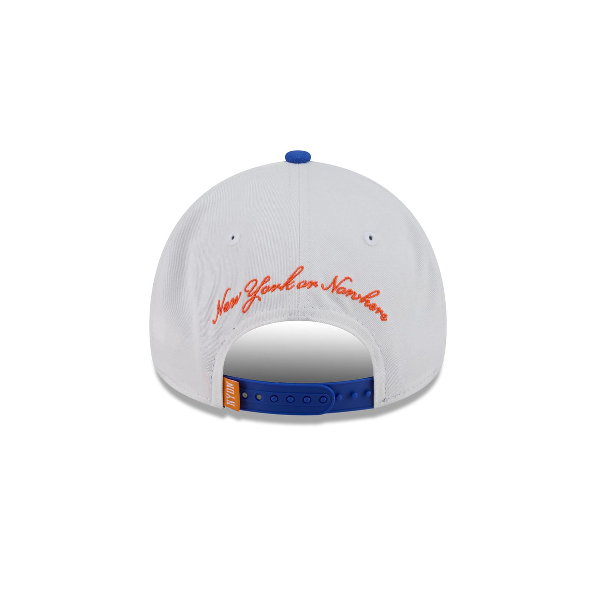New York or Nowhere x New York Knicks Stacked Script White 9FORTY A-Frame Snapback Hat