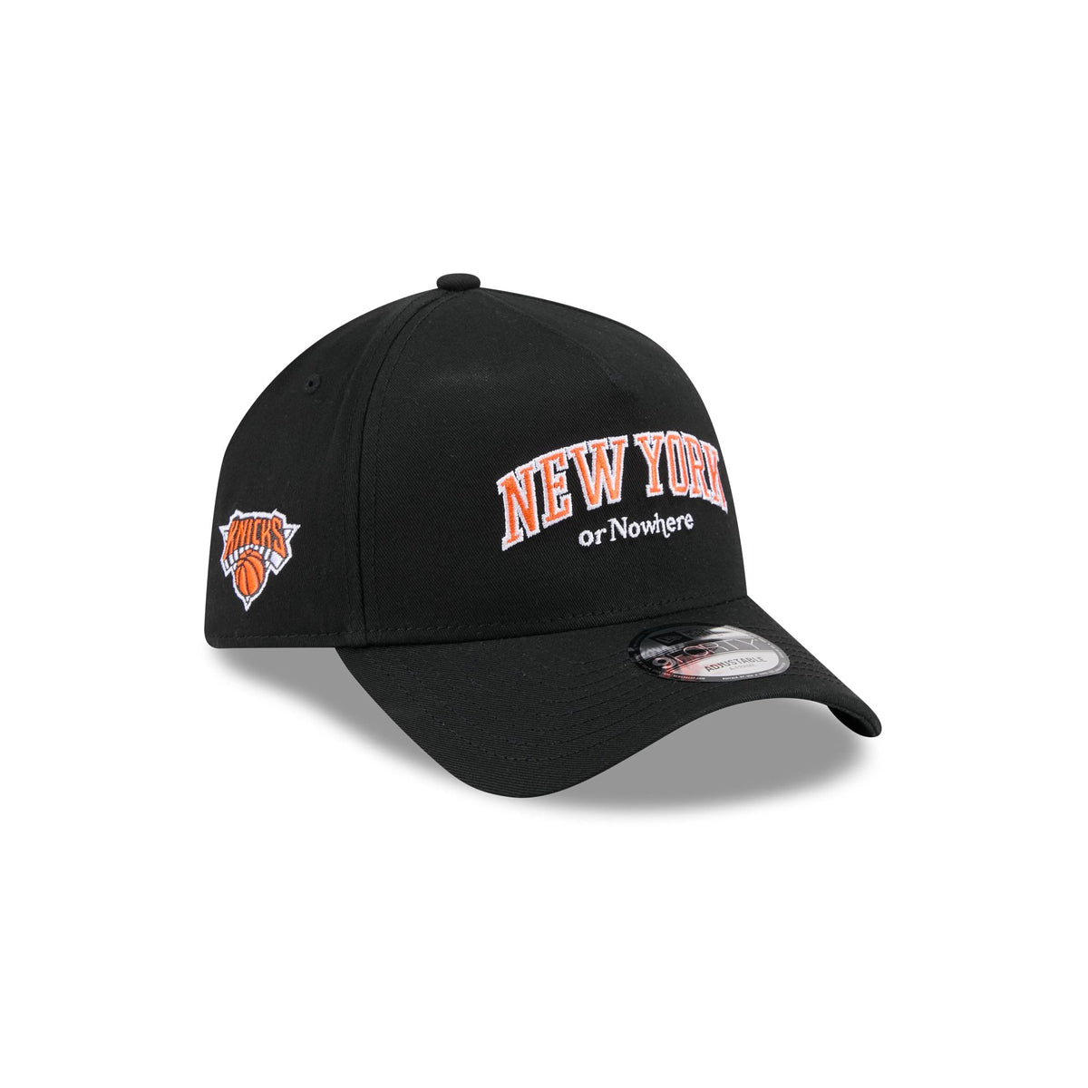 New York or Nowhere x New York Knicks Wordmark Black 9FORTY A-Frame Snapback Hat