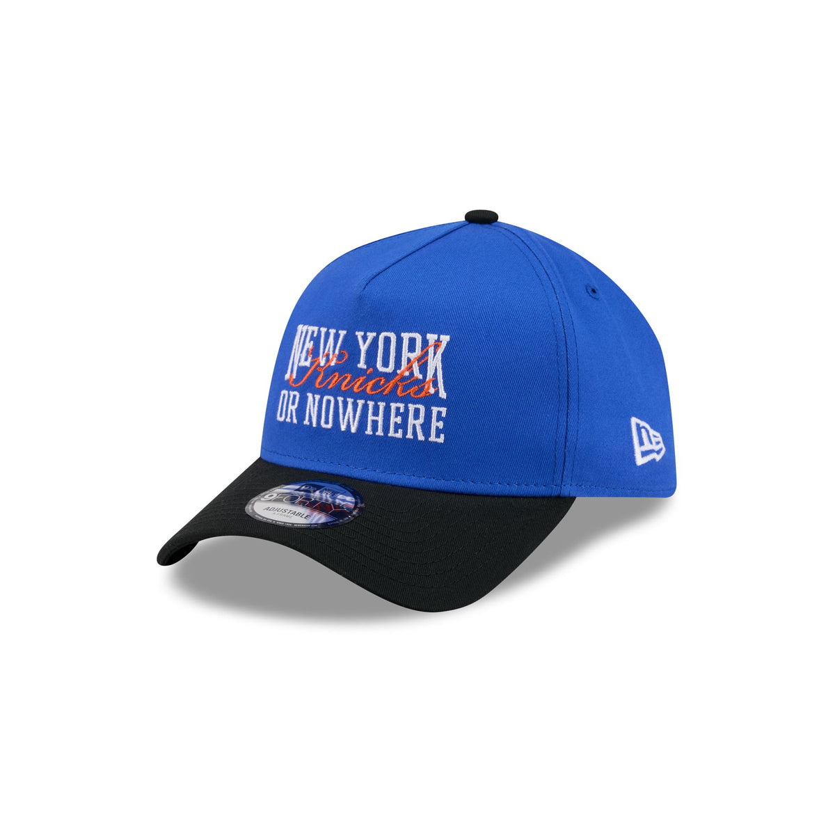 New York or Nowhere x New York Knicks Bold Script Blue 9FORTY A-Frame Snapback Hat