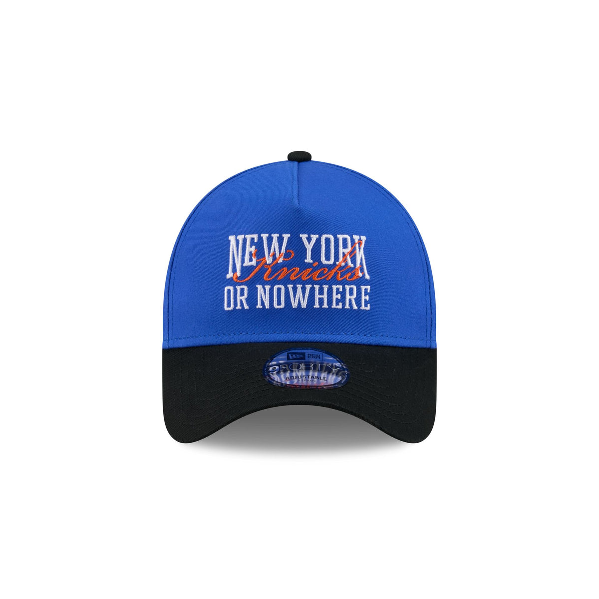 New York or Nowhere x New York Knicks Bold Script Blue 9FORTY A-Frame Snapback Hat