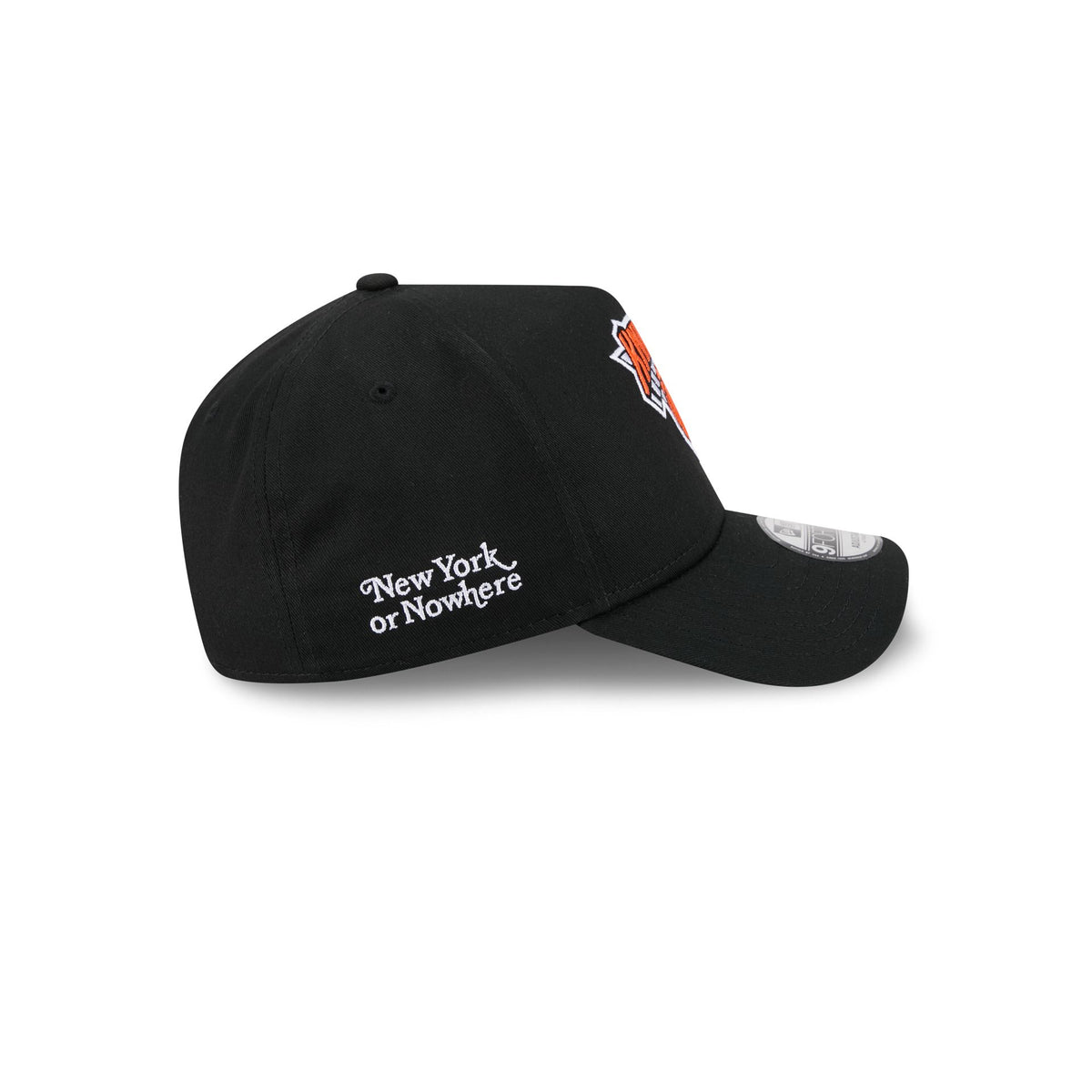 New York or Nowhere x New York Knicks Logo Black 9FORTY A-Frame Snapback Hat