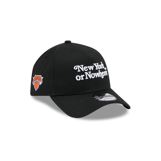 New York or Nowhere x New York Knicks Script Black 9FORTY A-Frame Snapback Hat
