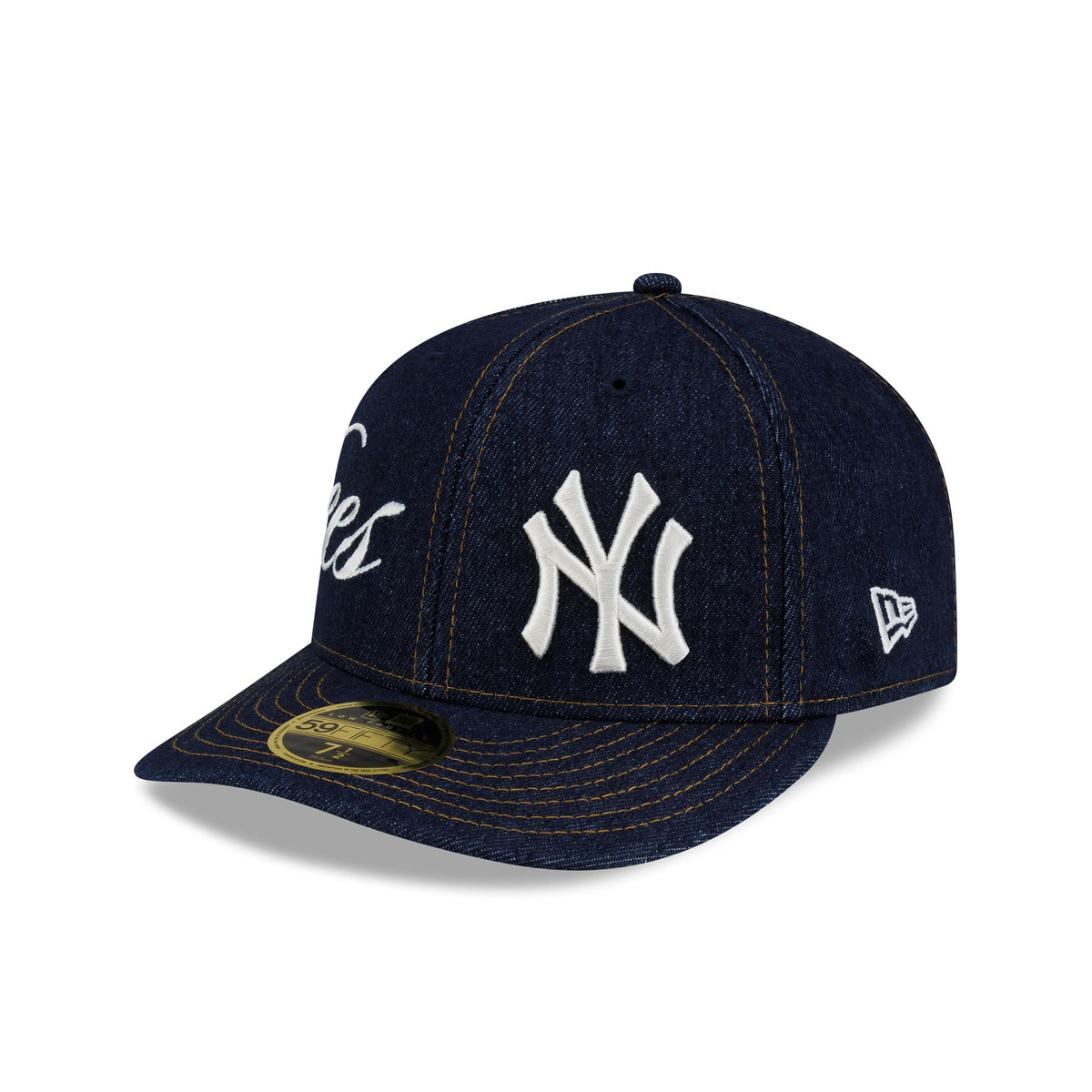 New York Yankees Denim Script Low Profile 59FIFTY Fitted Hat