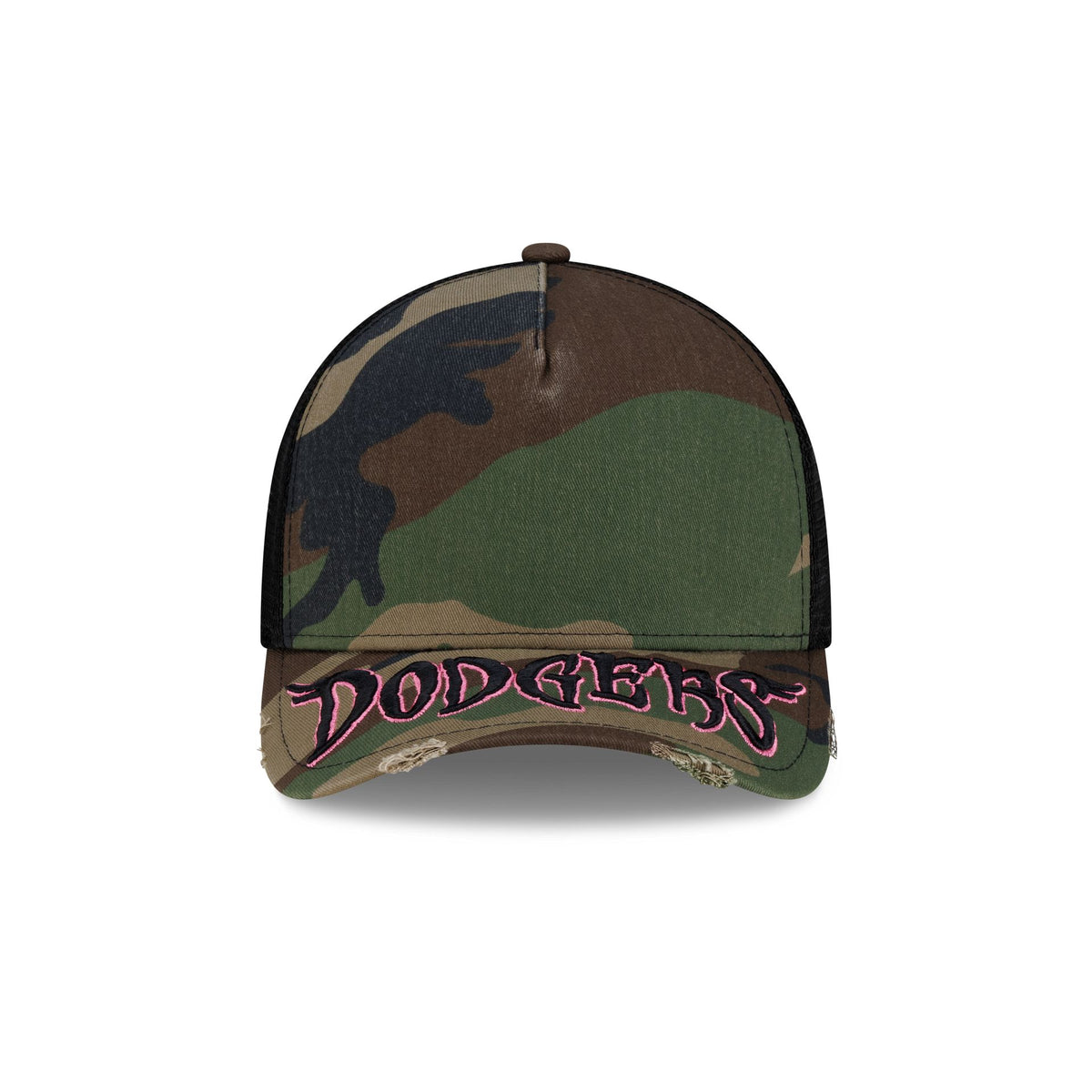 Los Angeles Dodgers Camo Gothic Visor 9FORTY M-Crown A-Frame Trucker Hat