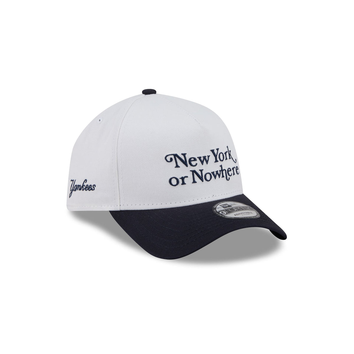 New York or Nowhere x New York Yankees White Two Tone Wordmark 9FORTY A-Frame Snapback Hat