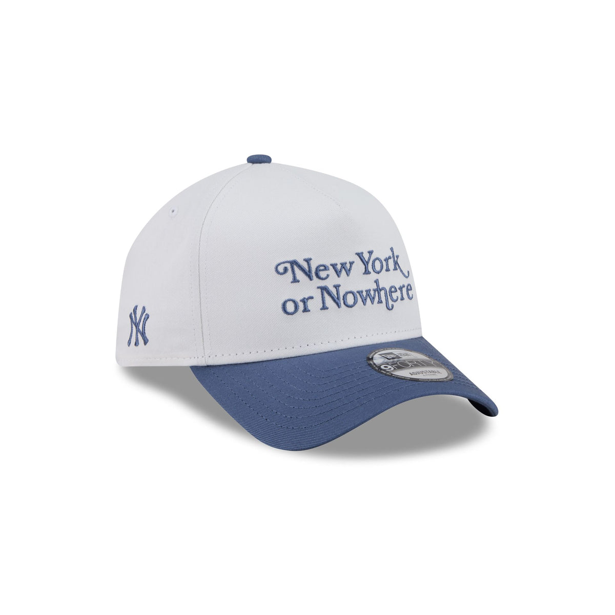 New York or Nowhere x New York Yankees White Slate Blue Two Tone 9FORTY A-Frame Snapback Hat