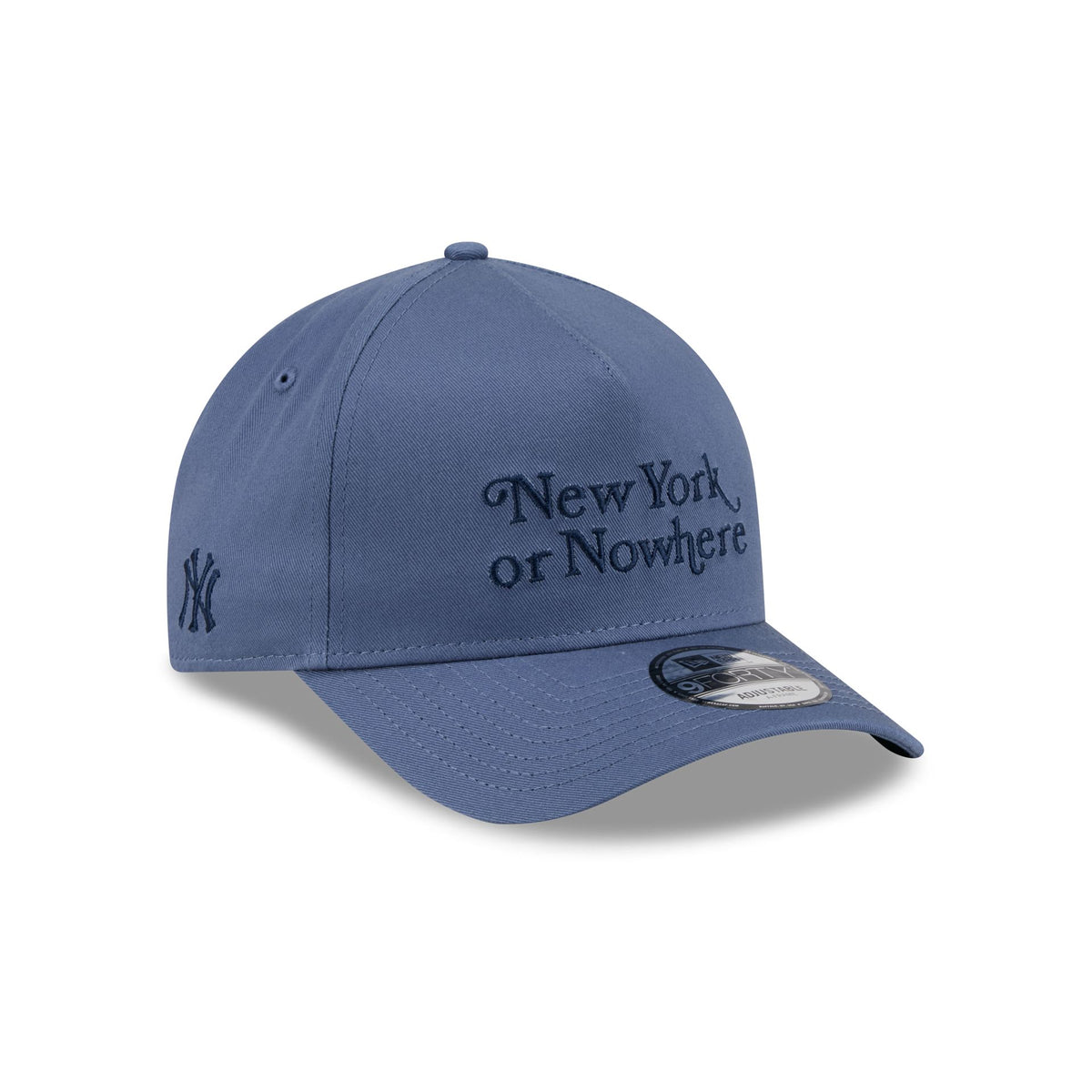 New York or Nowhere x New York Yankees Slate Blue Wordmark 9FORTY A-Frame Snapback Hat