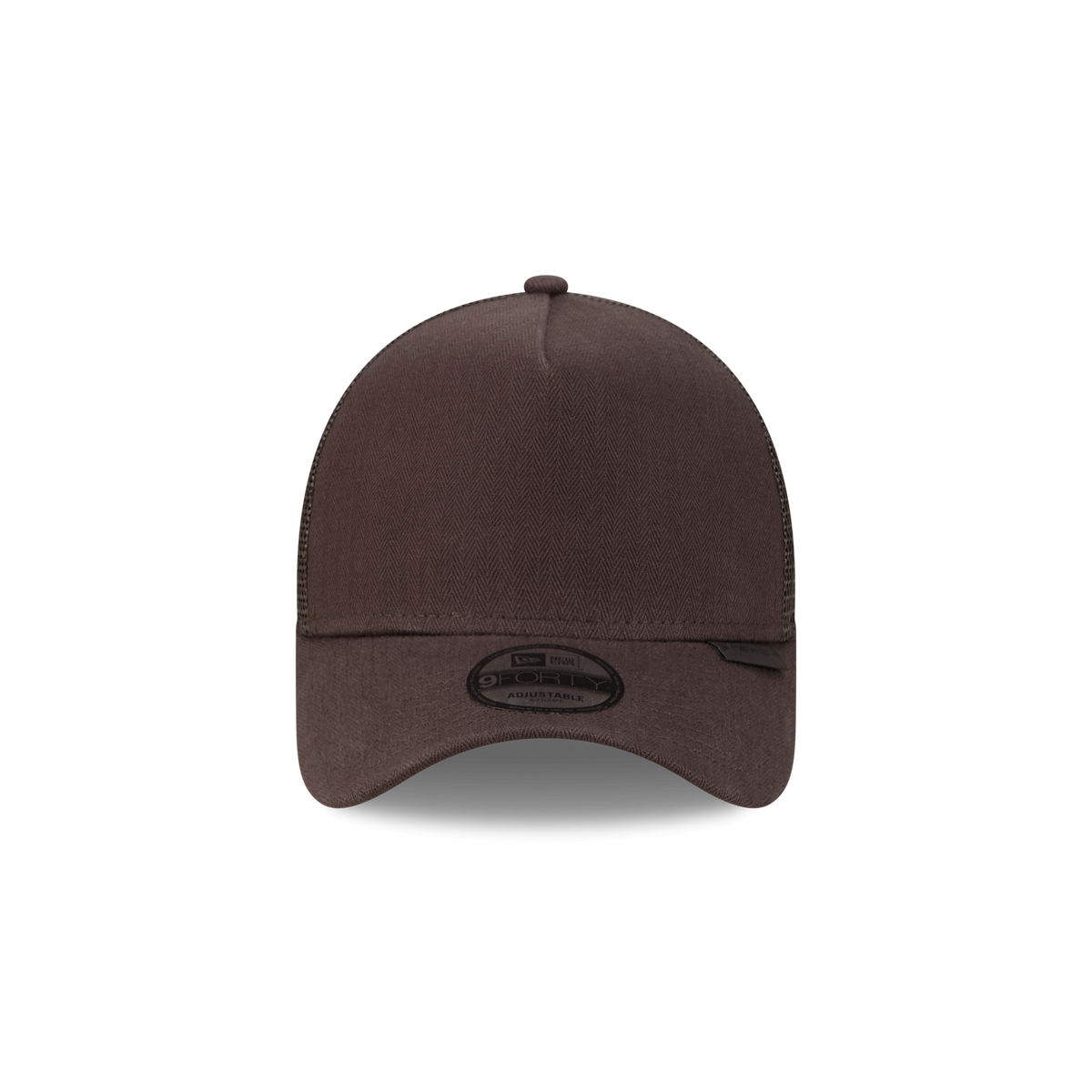New Era Branded Herringbone Brown Suede 9FORTY A-Frame Trucker Hat