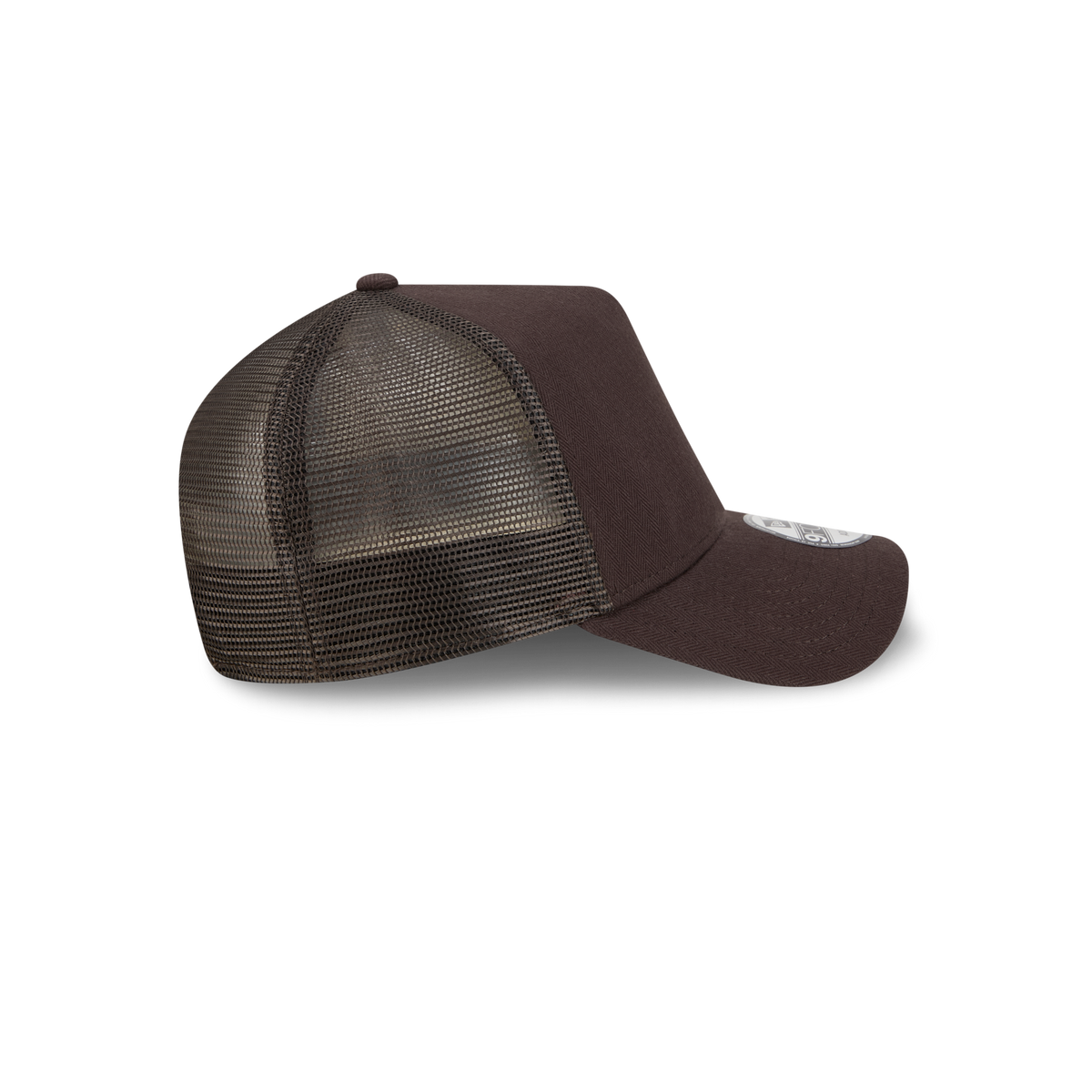 New Era Branded Herringbone Brown Suede 9FORTY A-Frame Trucker Hat