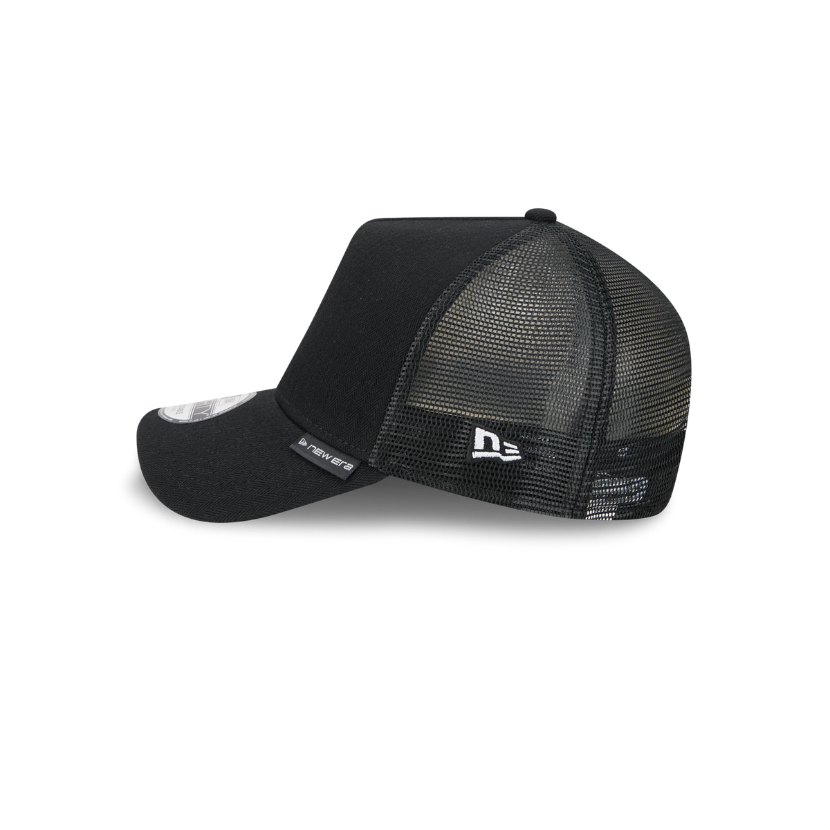 New Era Branded Herringbone Black 9FORTY A-Frame Trucker Hat