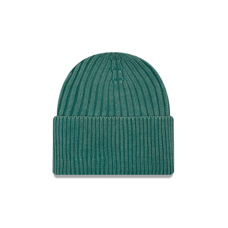 New Era Branded Washed Pine Needle Green Wide Cuff Beanie Hat