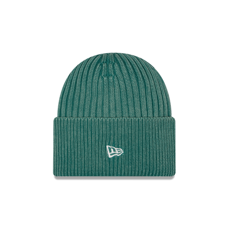 New Era Branded Washed Pine Needle Green Wide Cuff Beanie Hat