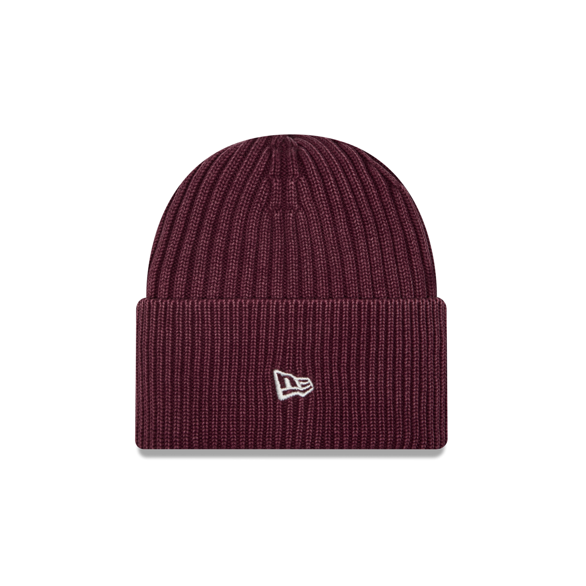 New Era Branded Washed Maroon Wide Cuff Beanie Hat