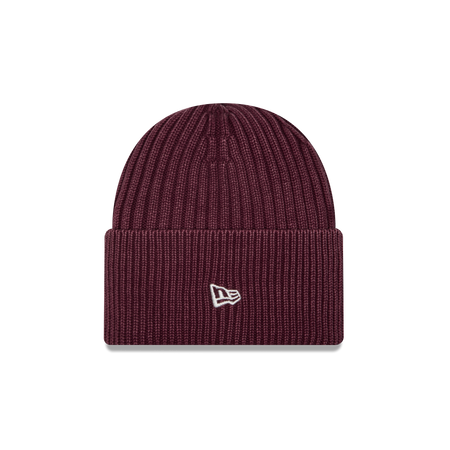 New Era Branded Washed Maroon Wide Cuff Beanie Hat