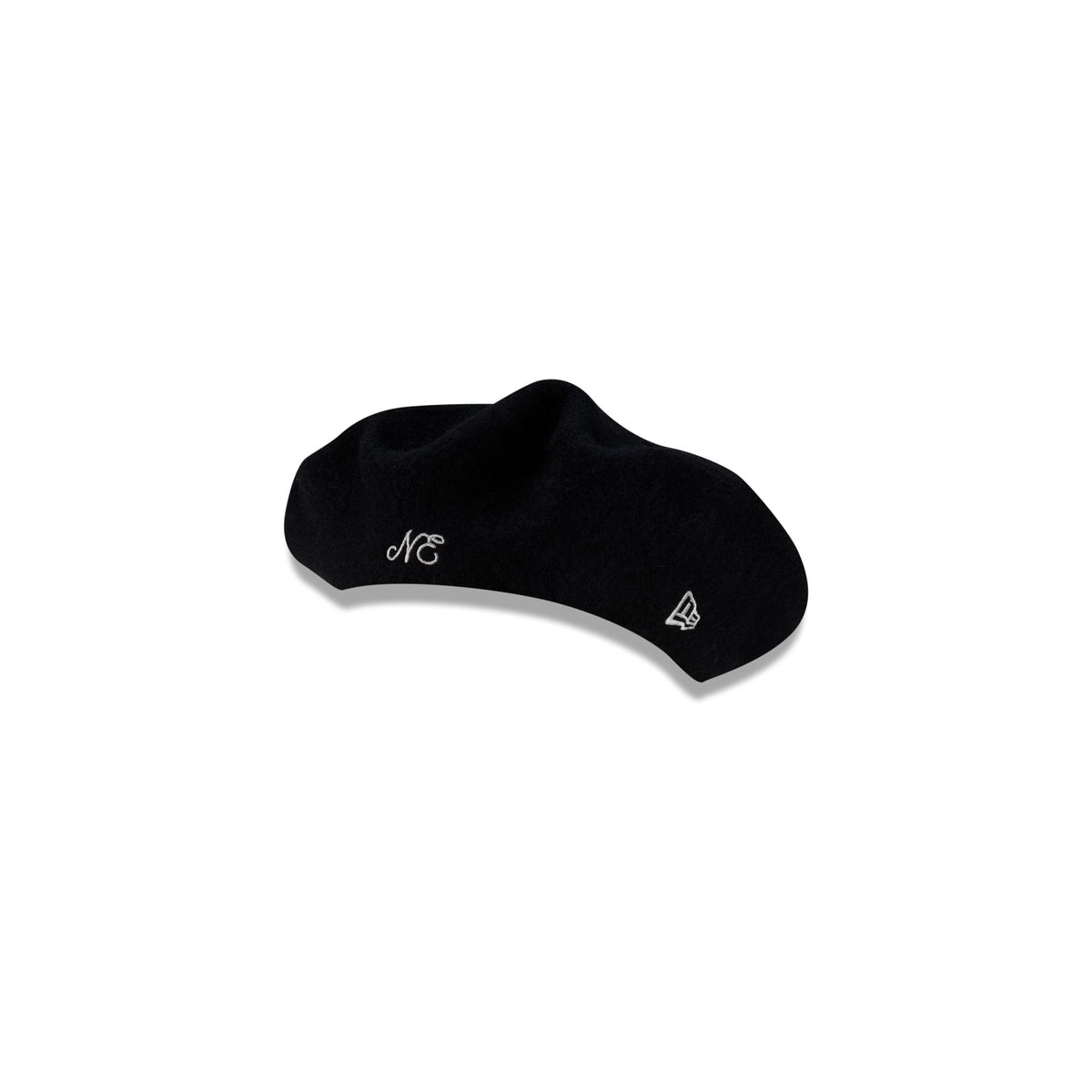 New Era Branded Merino Wool Black Beret Hat